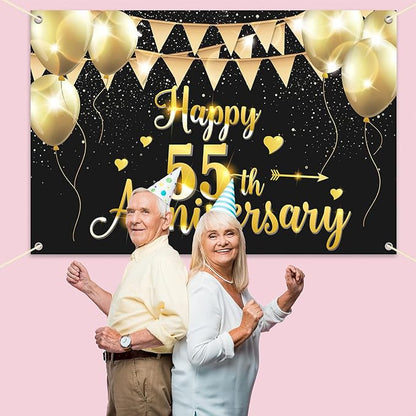 HAMIGAR 6x4ft Happy 55th Anniversary Banner Backdrop - Image 7