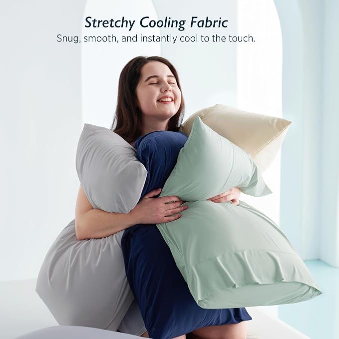 Breescape Cooling Pillow Cases King Size - BlendTek™ Dry & Cool Technology for Hot Sleepers and Night Sweats, 2 Pack Ultra Soft & Smooth Pillowcases for Hair & Skin Care, 20" x 36", Ivory