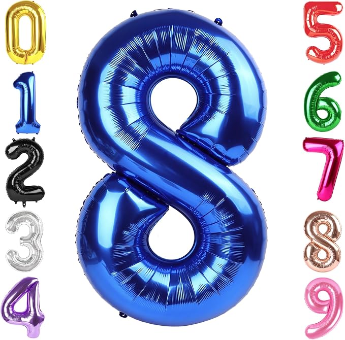 40 Inch Navy Blue Number 8 Balloon, 8th Blue Birthday Party Decorations | 40 by Hadoife