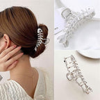 Fishbone Hair Clips Claw Non-Slip Fish Shaped Hair Claw Clips for Women and Girls - Big Metal Fishbone Hair Jaw Clamps for Secure Hair Styling and Accessories (Silver Fishbone)