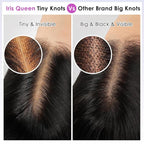 Iris Queen 13x4 Straight 220 Density Transparent Lace Front Human Hair Wigs for Black Women 12A Virgin Human Hair HD Lace Frontal Wig Pre Plucked Natural Black Color(22 inch)