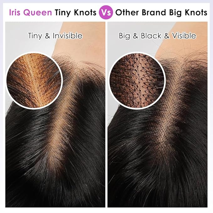 Iris Queen 12A 220 Density HD Lace Front Human Hair Wigs for Black Women Pre Plucked 13x4 Straight Transparent Lace Frontal Wigs with Baby Hair Natural Black Color(26 Inch)