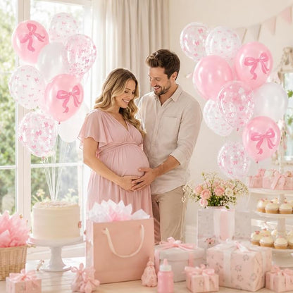 60pcs Pink Bow Balloons 12inch - Image 6