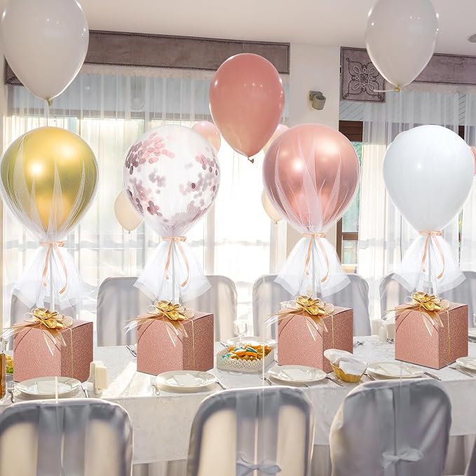 4 Set Rose Gold Confetti Tulle Tutu Balloon by Wettarn