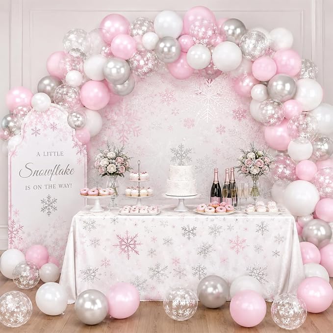 Pink and Silver Balloons, 12 Inch Pink White Silver Pearl Pink Latex Balloons - Image 7