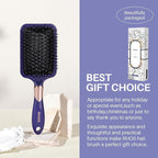 RHOS Hair Brush for Women & Men - Detangler With Nylon Bristles for Thick, Curly, Thin, Long, Wet & Dry Hair - Cushion Square Brush for Detangling, Smoothing (1 Pack-Purple)