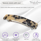 French Amie Oblong Handmade 3.5" Celluloid Automatic Hair Clip Barrette French Hair Clip for Girls Strong Hold Hair Clips for Women No Slip Durable Paris Hair Accessories, Made in France (White Tokyo)