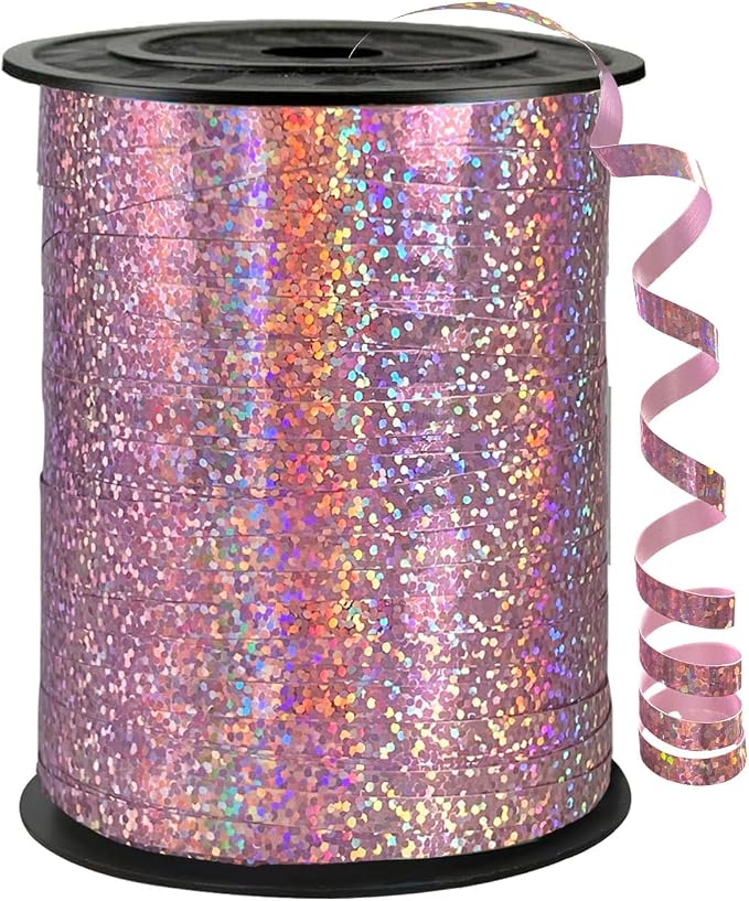 500 Yards Pink Laser Curling Ribbon, 1/5" Holographic Curly Ribbons, Curling by Unknown