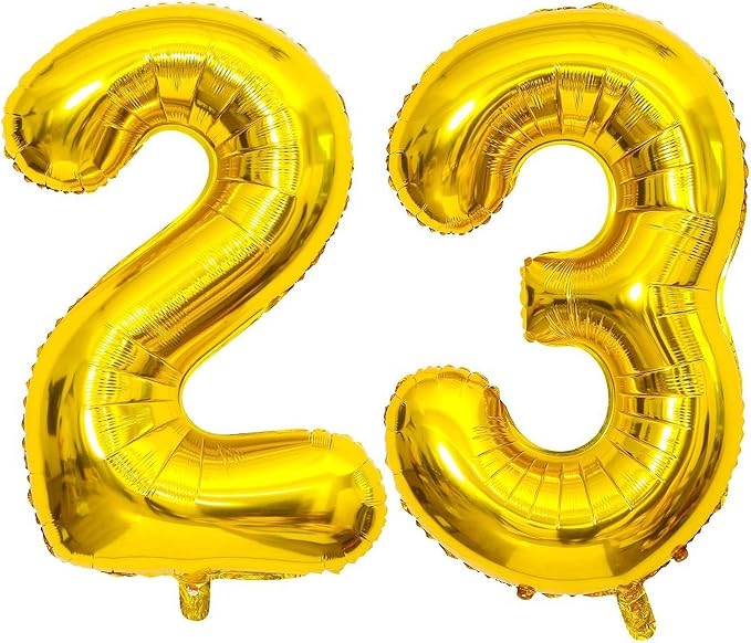 Gold 23 Number Balloons, 40 Inch Giant Number 23 Balloons Foil Mylar Helium by Lovoir
