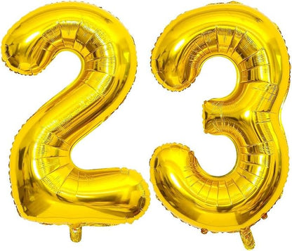Gold 23 Number Balloons, 40 Inch Giant Number 23 Balloons Foil Mylar Helium by Lovoir