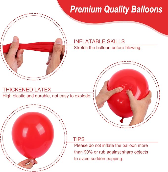 RUBFAC 135pcs Red Balloons Different Sizes 18 12 10 5 Inch - Image 3