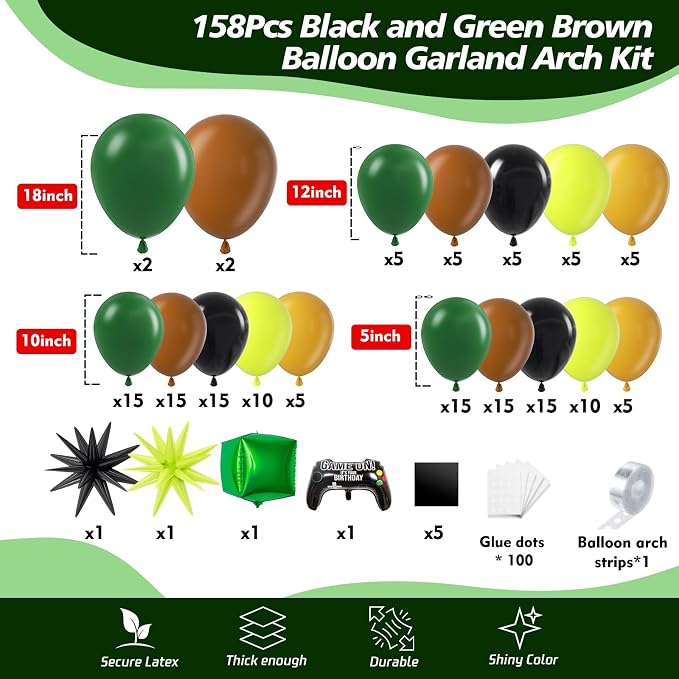 158Pcs Pixel Balloon Garland Arch Kit - Image 2