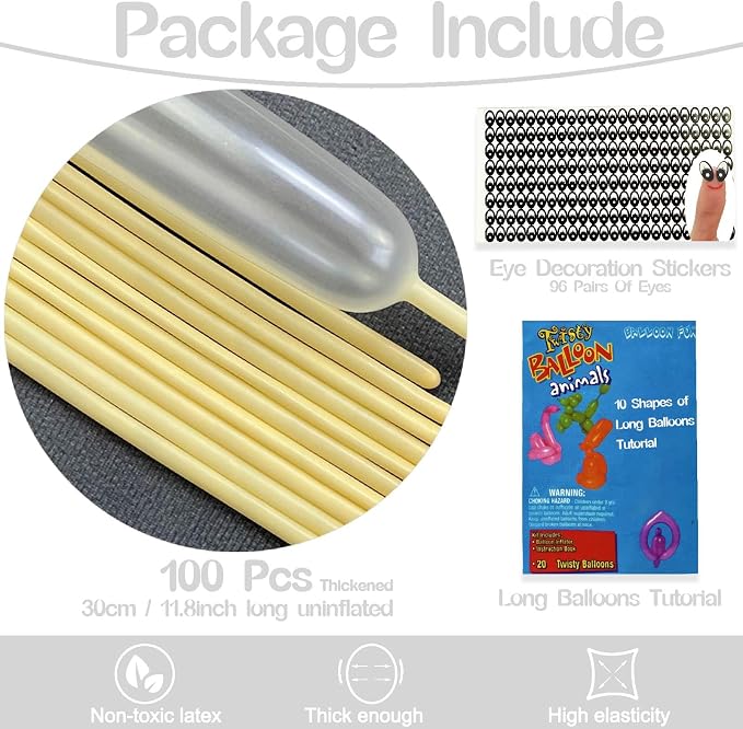 260 Balloons Clear, Thickened 100 Pack Long Balloons Twisting Skinny Magic - Image 2