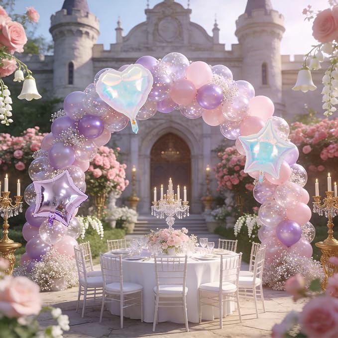 Pink and Purple Balloons, Pastel Pale Pink Light Purple Lilac Transparent Star - Image 8