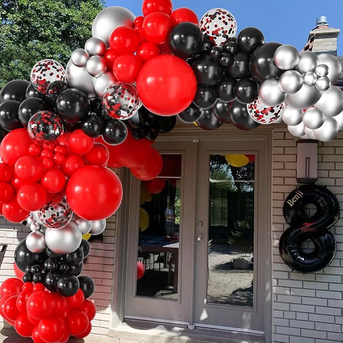 balloons- 50 red and black balloons, 12inch - Image 3