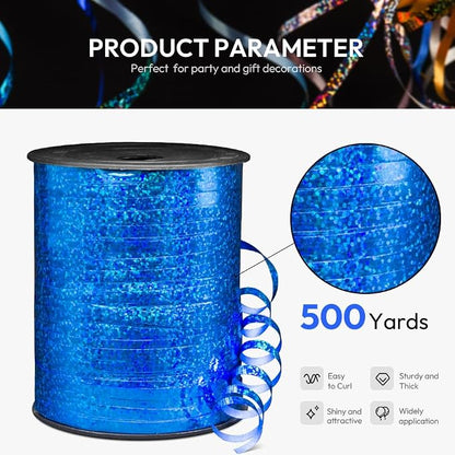 500 Yards Shiny Metallic Blue Curling Ribbon - Image 2