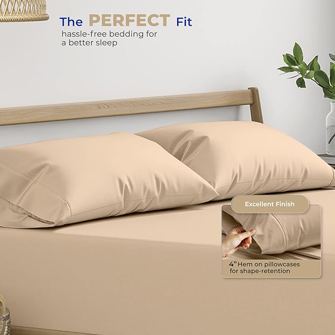 THREAD SPREAD 100% Cotton King Size Pillow Cases Set of 2-400 Thread Count Pillow Cases King Size Set of 2 (Taupe), Luxuriously Soft Hotel Quality Sateen Weave Pillowcases, Crisp & Cool
