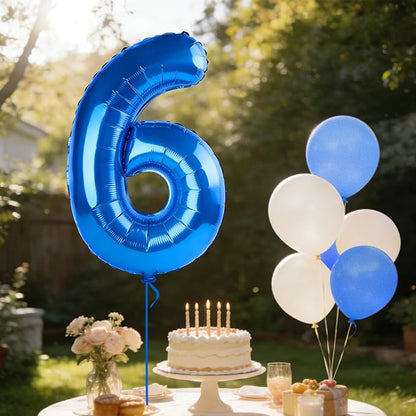 40 Inch Number 6 Balloons for 6th Birthday Party Decorations, 0-100 Dark Blue - Image 3
