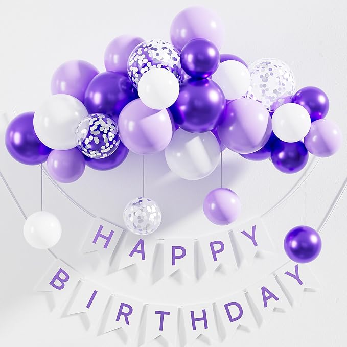 Purple and White Balloons, 12 Inch Graduation Balloons, Lavender Lilac Balloon - Image 4