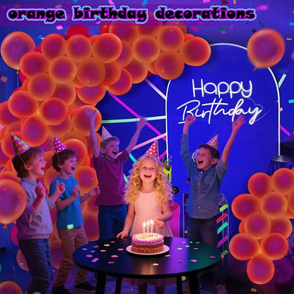 100 Pcs UV Neon Orange Balloons 12 inch Neon Party Supplies, Glow in the Dark - Image 7