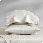 Bare Home Microfiber Pillow Cases - Standard/Queen Size Set of 2 - Cooling Pillowcases - Double Brushed - Pillowcases 2 Pack - Easy Care (Standard, Modern Plaid – Stone/White)