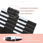 Sindra Invisi Edge Tape in Hair Extensions Human Hair, 18 Inch 50g 20pcs Natural Black to Medium Brown Invisible Extensions Natural Straight Seamless Injected Tape Ins