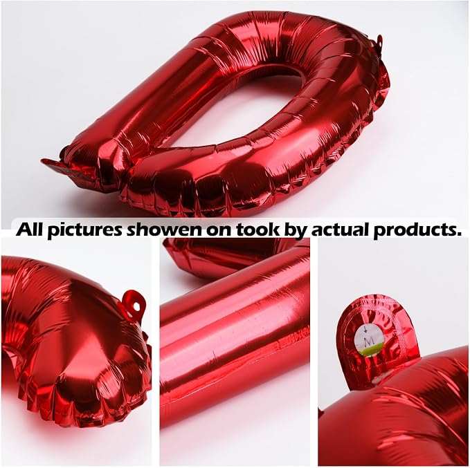 16" Red Letter Number Balloons, Happy Birthday & 2 Sets of A-Z 0-9, Foil Mylar - Image 2