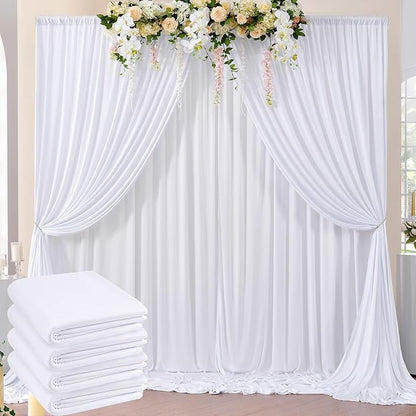 20ft x 8ft Wrinkle Free White Backdrop Curtains by ENJOYYOURPARTY