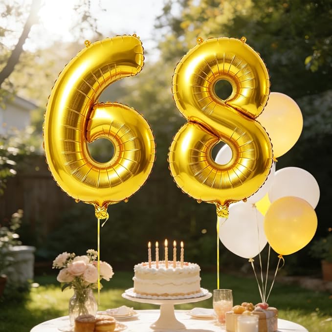 40 Inch Number 68 Balloons for 68th Birthday Party Decorations, 0-100 Gold - Image 3