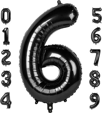 Number Balloons 40 Inch Black Number 6 by Mluchee
