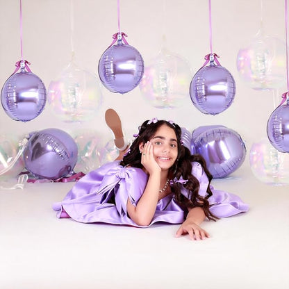 6Pcs Purple Round Foil Balloons, Giant 4D Round Ball Balloon, 22 Inch Metallic - Image 3