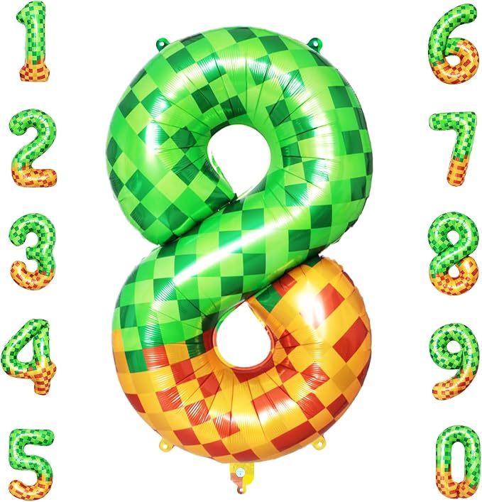 40 Inch Pixelated Number 8 Foil Balloon by TNCDJKPA