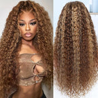 250% Density Hidden Strap 360 Lace Front Wigs Human Hair Deep water Wave Honey Blonde Curly Human Hair wig Ombre Deep Wave 4/27 Highlight Lace Front Wigs Wet And Wavy Wigs for Women 22 Inch