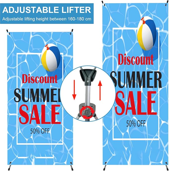 2 Pack X Frame Banner Stand Adjustable Size 23"X 63" to 32"X 78" - Image 4