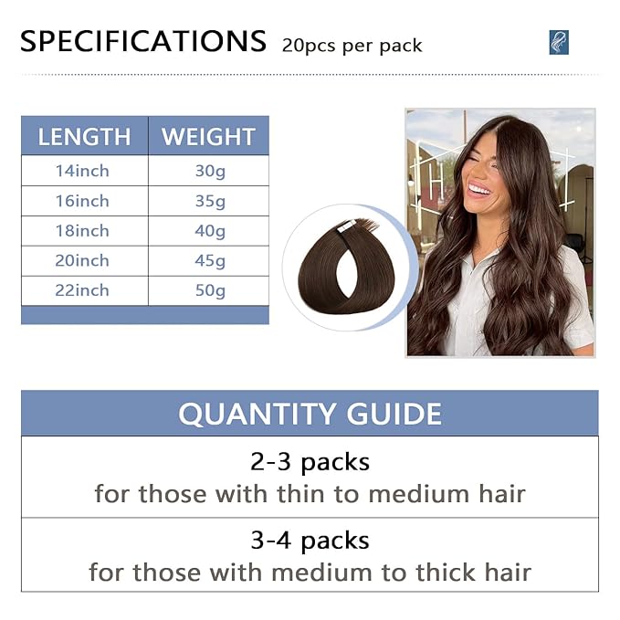 COOKAYU Invisible Human Hair Tape in Extensions, Tape in Hair Extensions Human Hair Medium Brown Invisible Tape ins Hair 20pcs 50g 22Inch