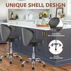 Set of 2 PVC Faux Leather Rolling Swivel Salon Stool Chair with Wheel Back Lumbar Support Seat Height 22 in Diameter 15 Inch Adjustable Hydraulic Chair for Beauty Barber Manicure Lash 2 Pack