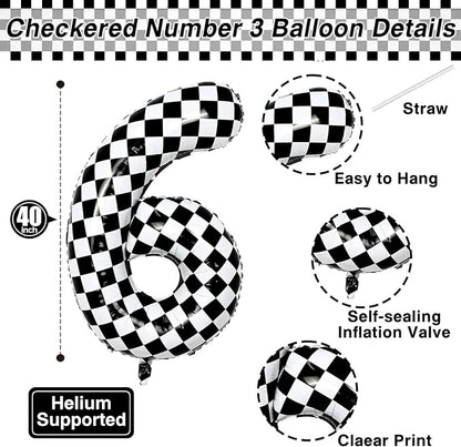 40 Inch Checkered Number 16 Balloon, Foil Balloon - Image 3