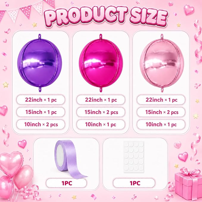 Purple Pink Round Foil Balloons - Image 2