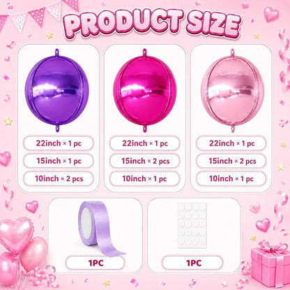 Purple Pink Round Foil Balloons - Image 2