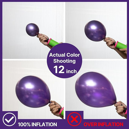 PartyWoo Metallic Purple Balloons 100pcs Chrome Purple Color | 18 12 10 5 Inch - Image 3