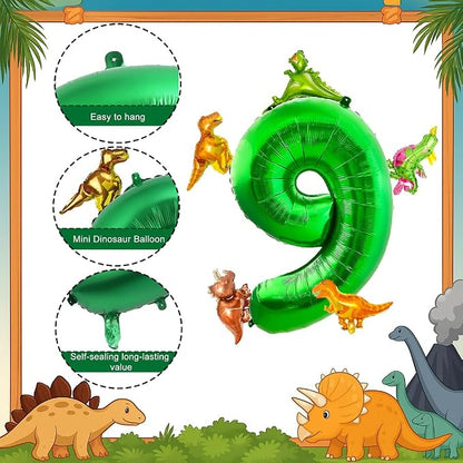 LilyZheng Large Dinosaur Balloon Number 9, 40 Inch Dark Green Foil Balloon - Image 3