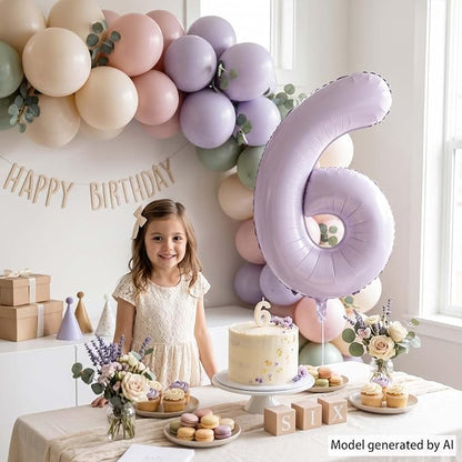 Cream Purple Number 6 Balloon 40 Inch, Foil Digit - Image 2