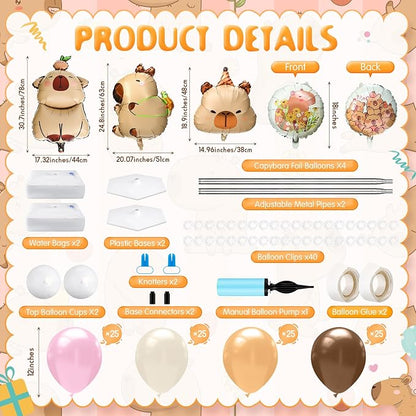 Kasyat 2 Sets Capybara Balloon Column Stand Kit Pink Brown Beige Orange - Image 2