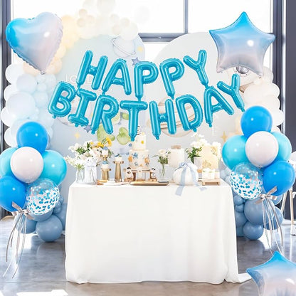 29PC Light Blue Happy Birthday Balloon Banner, 16 Inch 3D Letter Banner Sign - Image 3