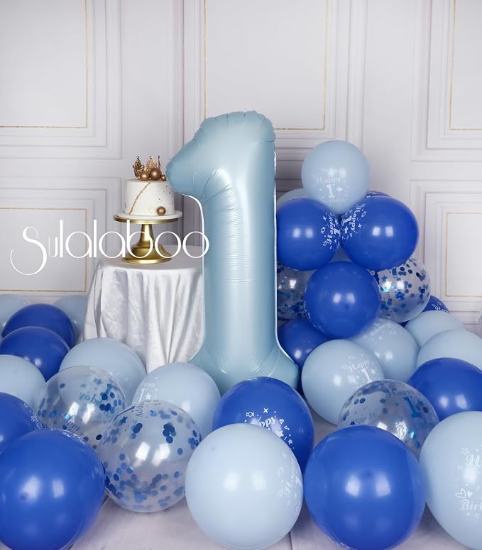 40 Inch Light Blue Number 1 Balloon 0-9 Big Helium Balloons | Large Giant - Image 5