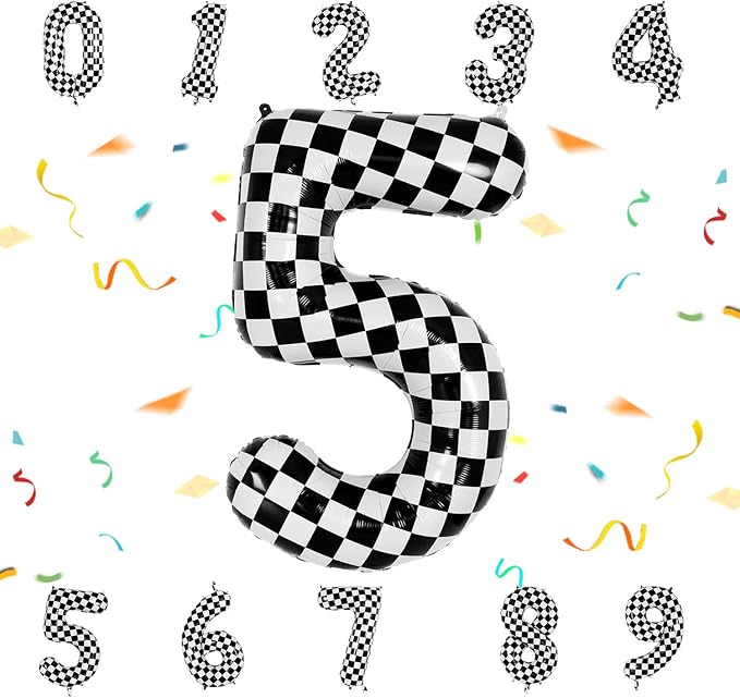 40 Inch Checkered Number Balloon by Unknown