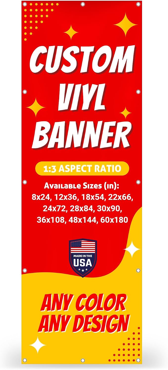 Custom Vinyl Banner with 150+ Sizes – Personalized Outdoor or Indoor Sign – Any by Unknown