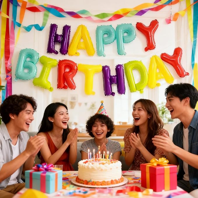 16" Happy Birthday Foil Letter Balloons Banner Set | Alphabet Balloons - Image 5