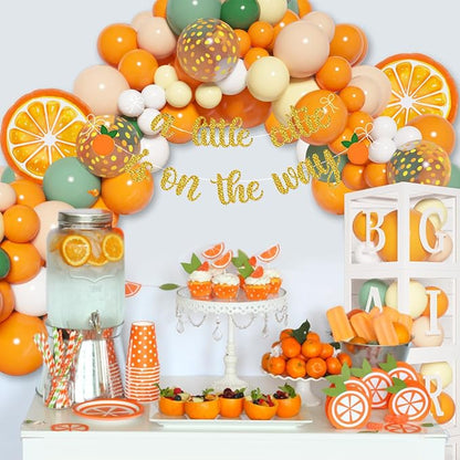138pcs Little Cutie Baby Shower Orange Balloon Arch Kit Boxes Decoration | Baby - Image 5