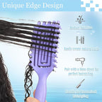 Curly Hair Brush Defining,Curly Brush Defining with Side Gear for Combing, Shaping,and Styling bounce,Lightweight Vented Hair Brush For Wet and Dry Hair（Green Purple）